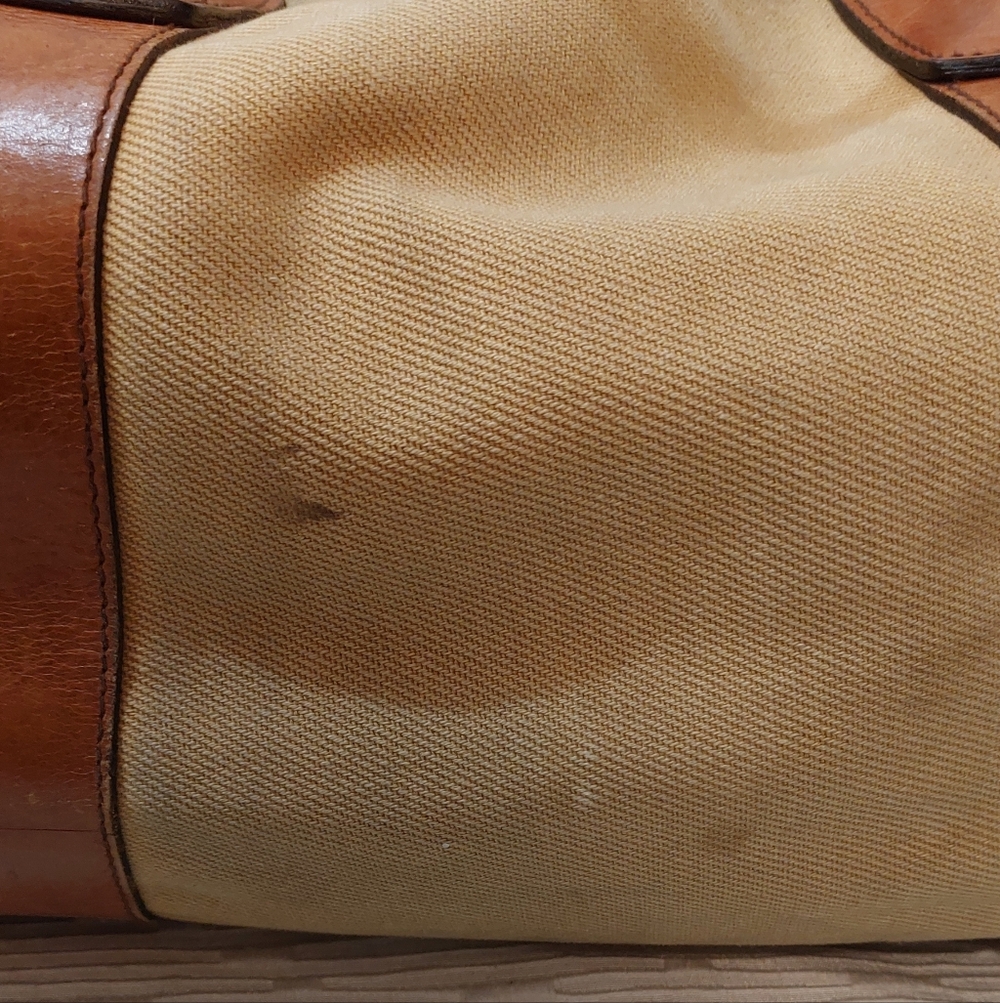 Polo by Ralph Lauren Beige Canvas Duffle with Brown Leather Trim - Picture 9 of 13